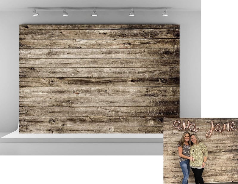 Kate 7x5ft Microfiber Rustic Wood Texture Backdrops for Photoshoot Vintage Wooden Wall Photo Background Adults Kids Portrait Backdrop Props - Image 1